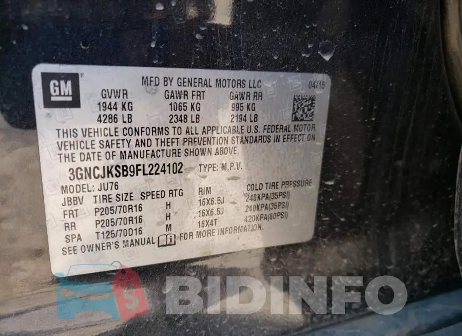 3GNCJKSB9FL224102 Photo# 13