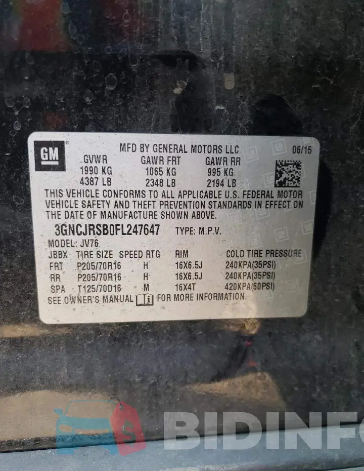 3GNCJRSB0FL247647 Photo# 13