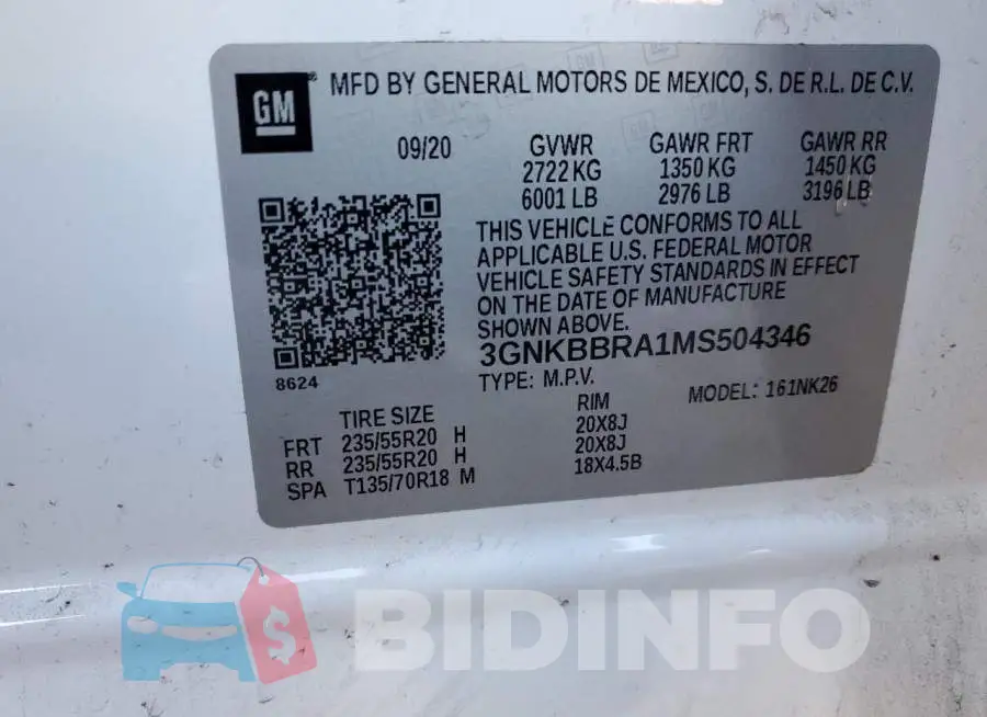 3GNKBBRA1MS504346 Photo# 14