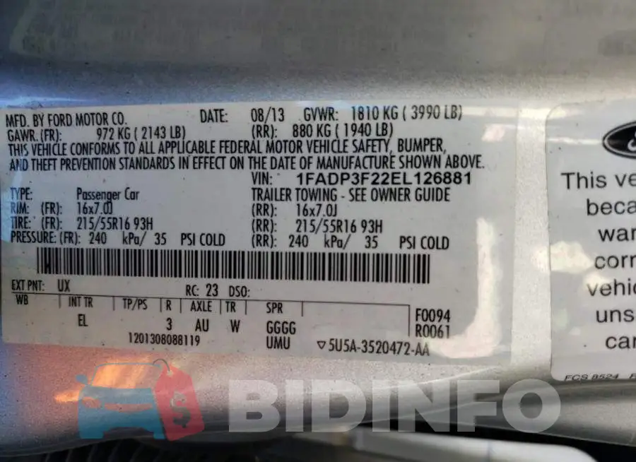 1FADP3F22EL126881 Photo# 12