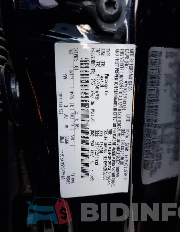 1FADP3F29GL319841 Photo# 12