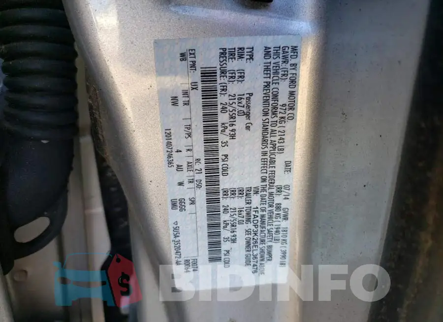 1FADP3K26EL367476 Photo# 12
