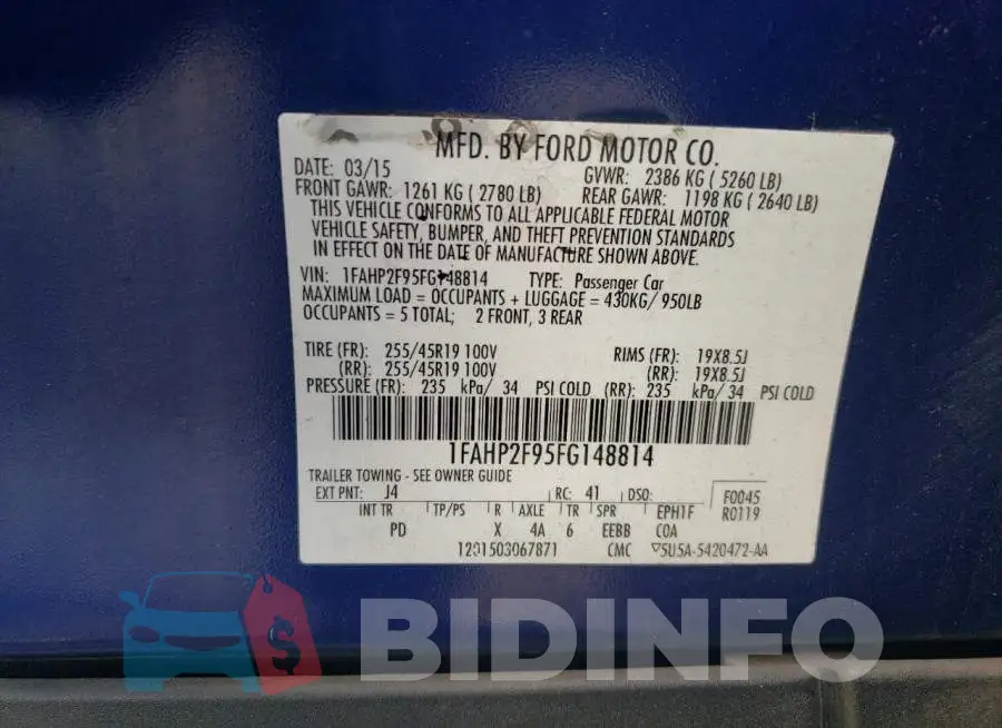 1FAHP2F95FG148814 Photo# 10