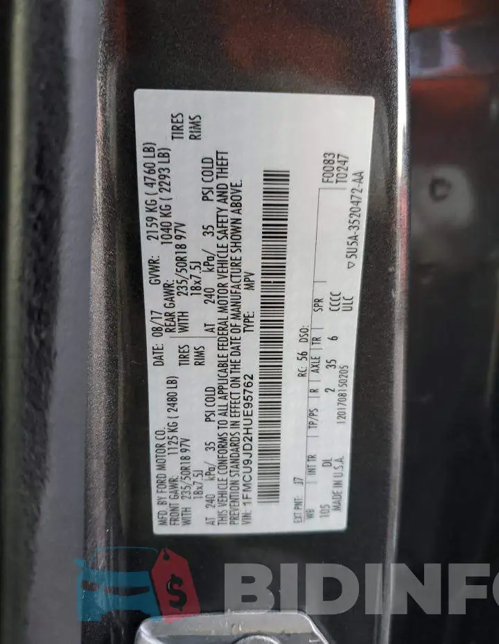 1FMCU9JD2HUE95762 Photo# 13