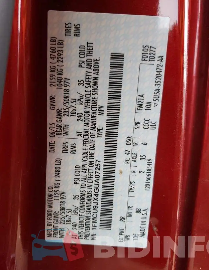 1FMCU9JX4GUA07257 Photo# 13