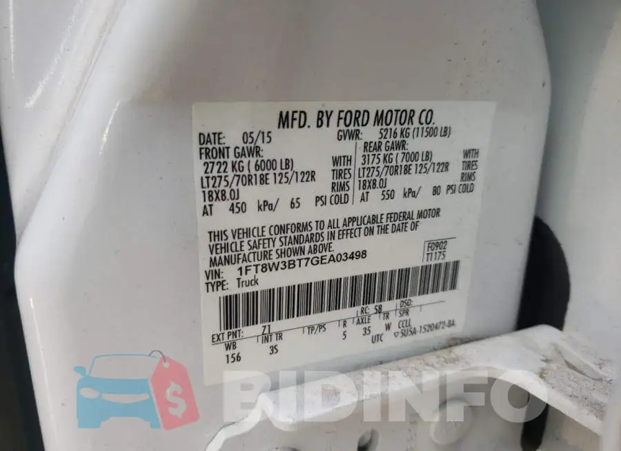 1FT8W3BT7GEA03498 Photo# 12