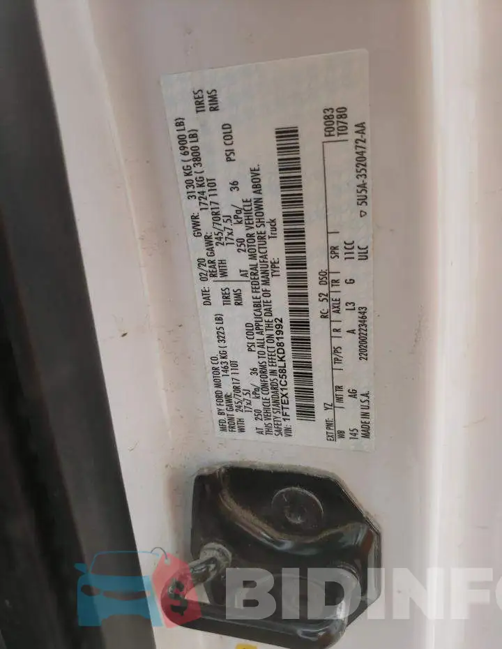 1FTEX1C58LKD81992 Photo# 12