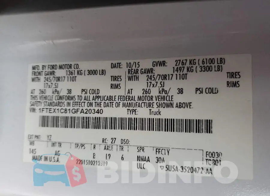 1FTEX1C81GFA20340 Photo# 12