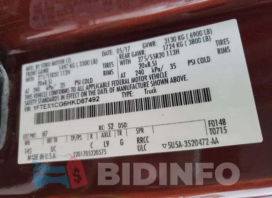 1FTEX1CG6HKD87492 Photo# 13