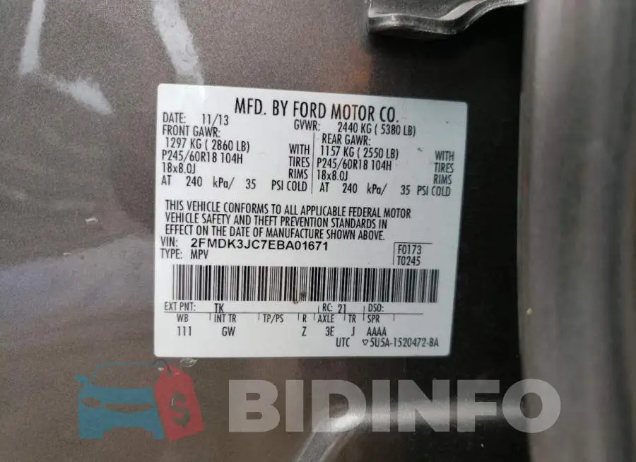2FMDK3JC7EBA01671 Photo# 10