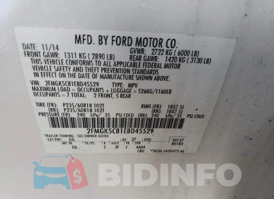 2FMGK5C81EBD45529 Photo# 12