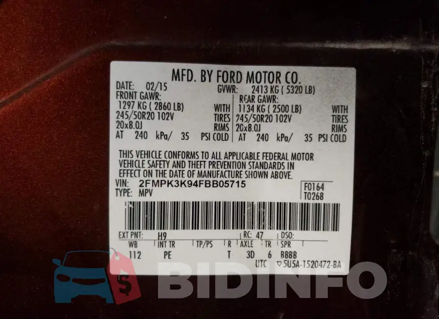 2FMPK3K94FBB05715 Photo# 12