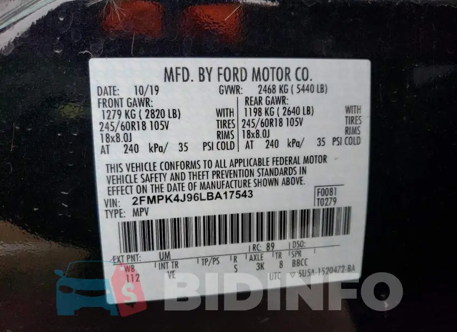 2FMPK4J96LBA17543 Photo# 13