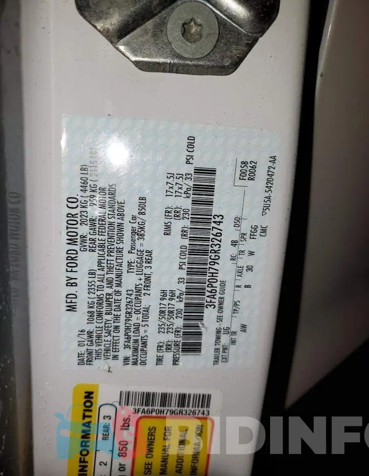 3FA6P0H79GR326743 Photo# 12