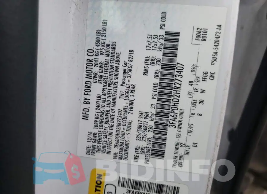 3FA6P0HD2HR273407 Photo# 12