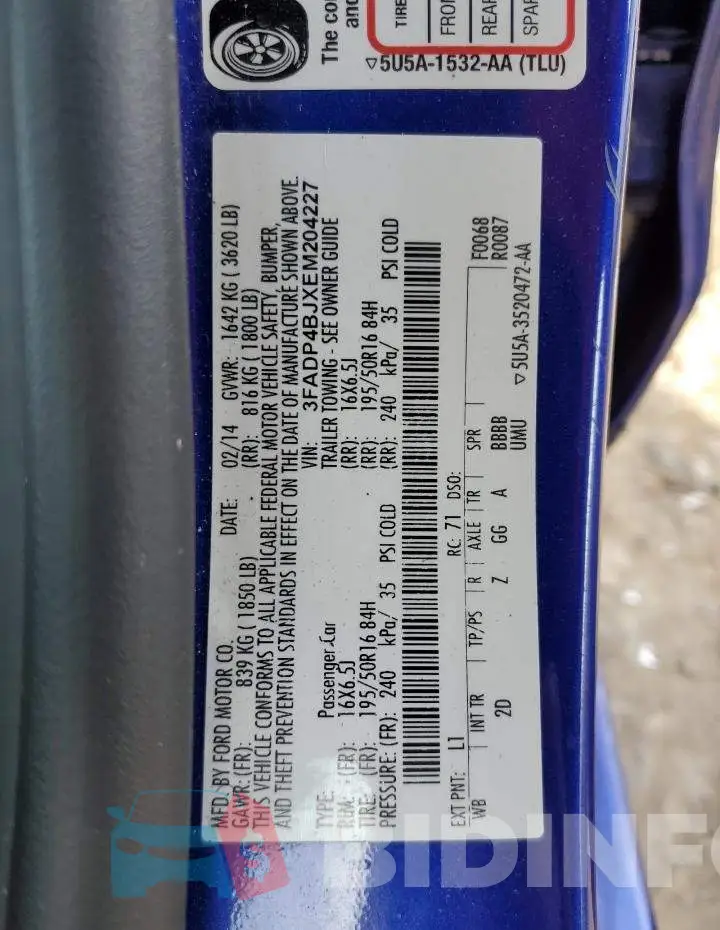 3FADP4BJXEM204227 Photo# 12