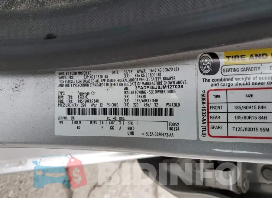 3FADP4EJ8JM127038 Photo# 12