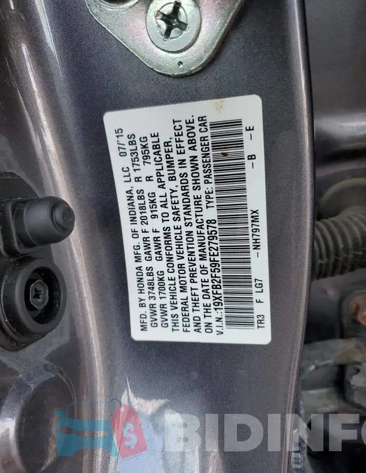 19XFB2F59FE279578 Photo# 12
