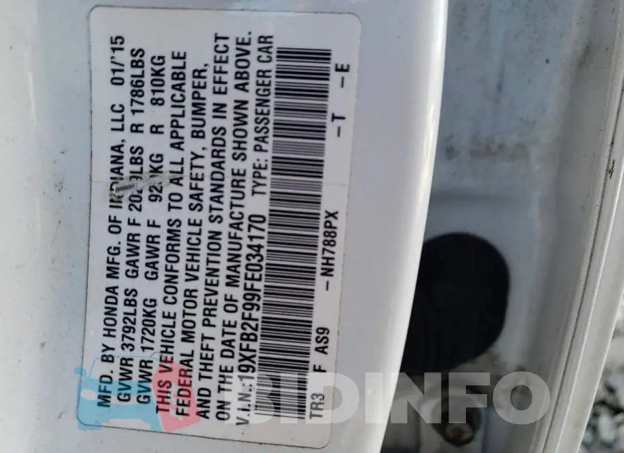 19XFB2F99FE034170 Photo# 12