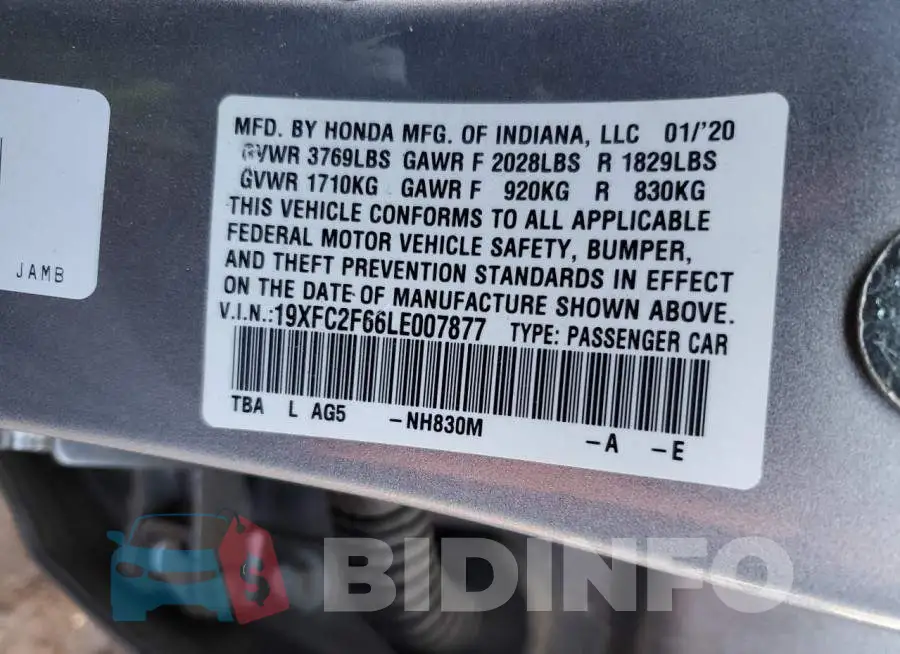 19XFC2F66LE007877 Photo# 12
