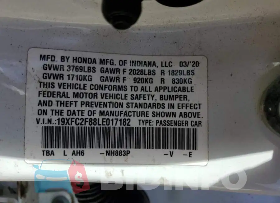 19XFC2F88LE017182 Photo# 10