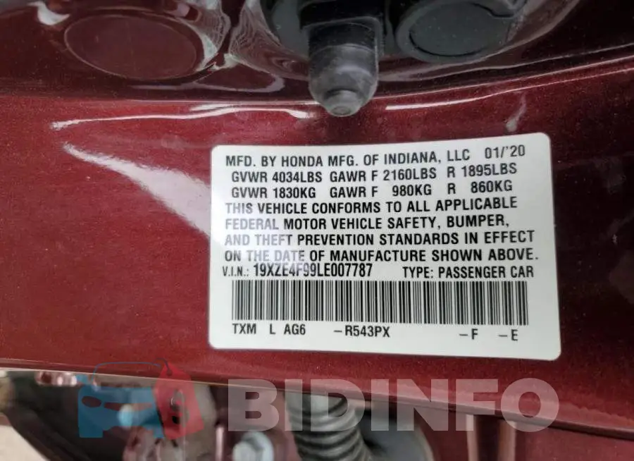 19XZE4F99LE007787 Photo# 13