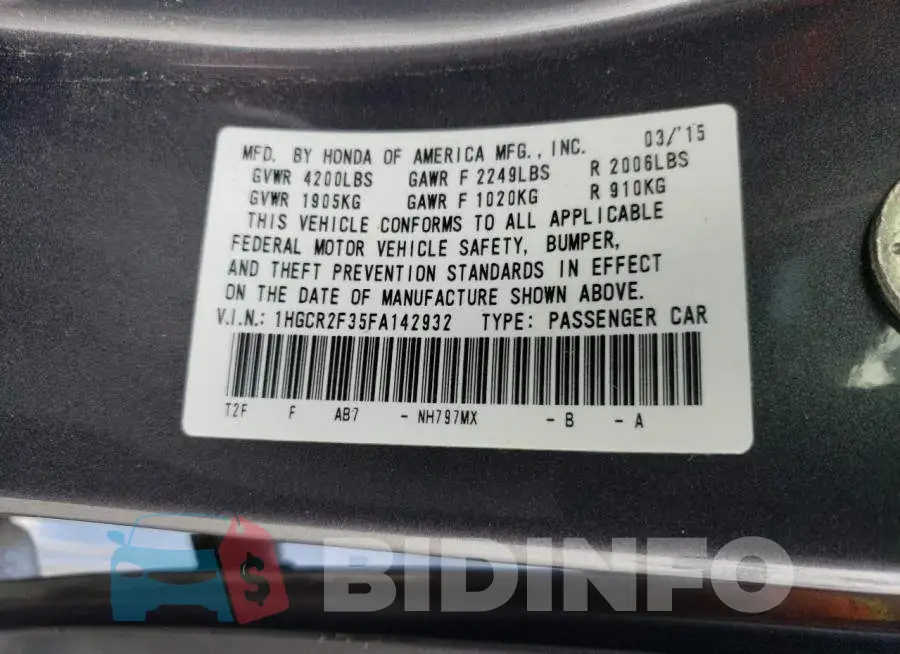 1HGCR2F35FA142932 Photo# 12