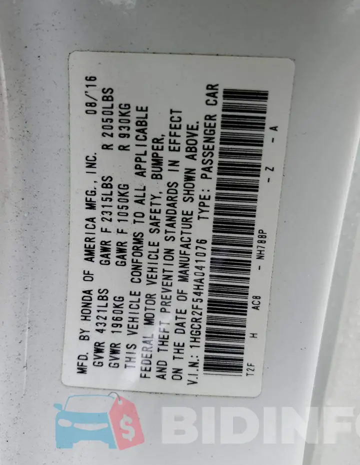1HGCR2F54HA041076 Photo# 12