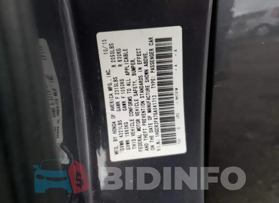 1HGCR2F87GA041713 Photo# 12