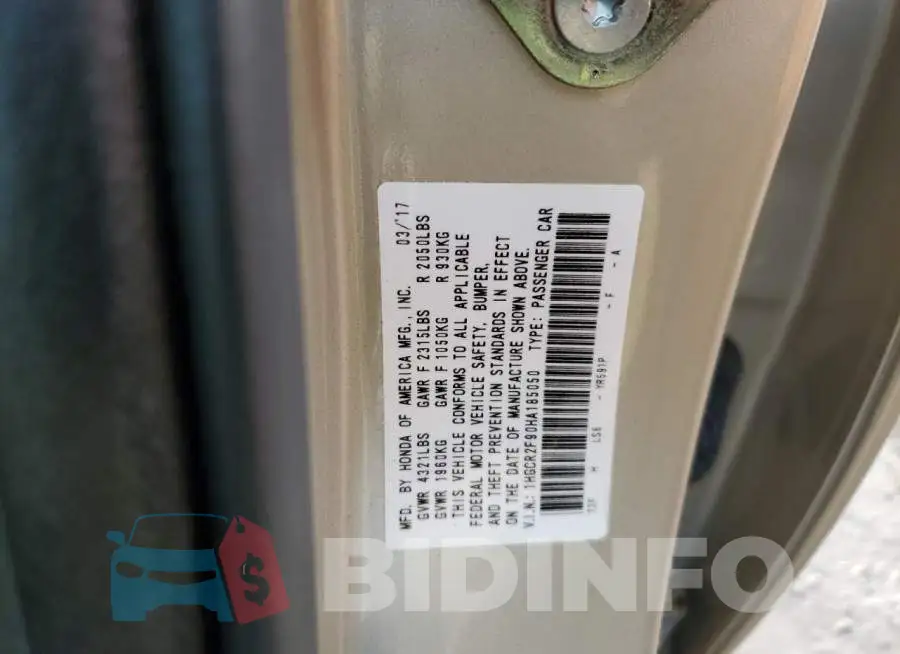 1HGCR2F90HA185050 Photo# 12