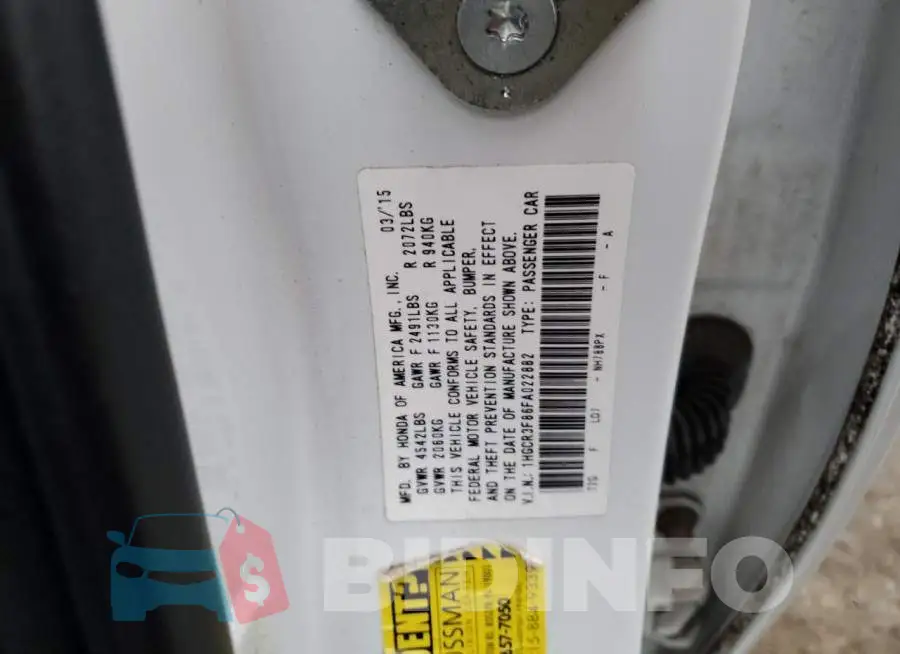 1HGCR3F86FA022882 Photo# 12