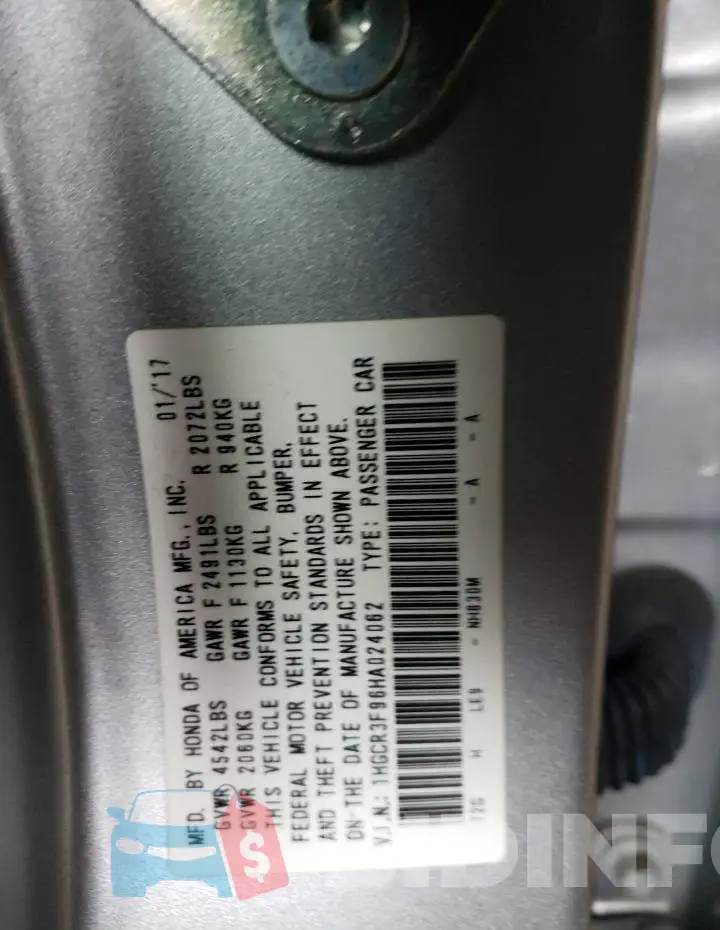 1HGCR3F96HA024062 Photo# 12