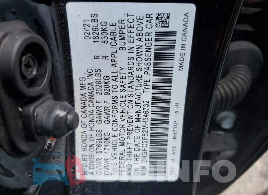 2HGFC2F62MH546732 Photo# 10