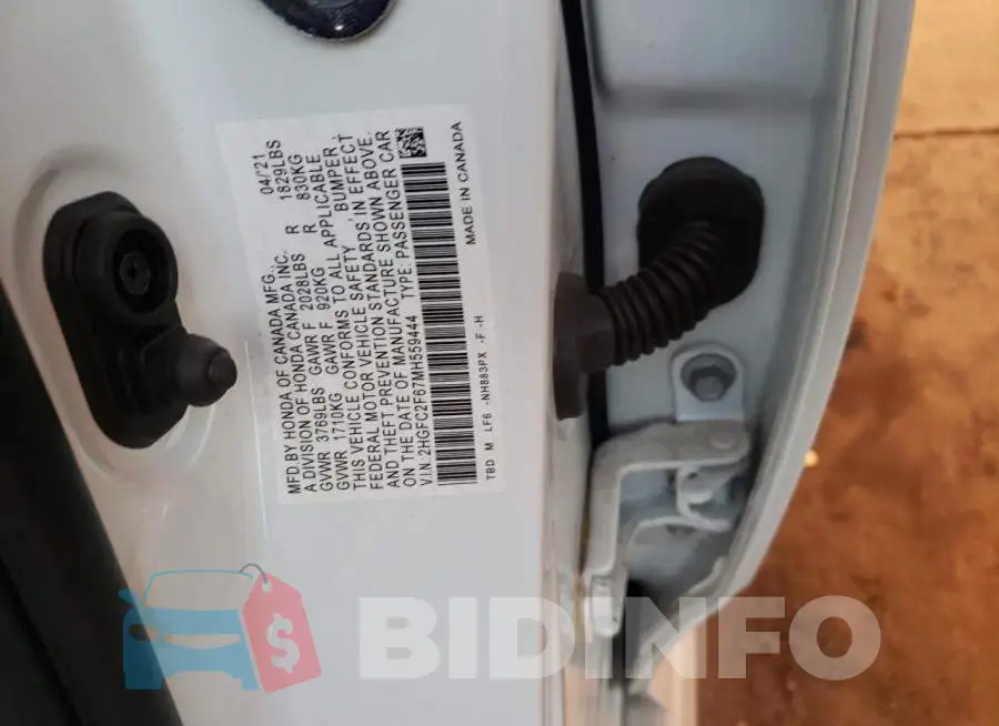 2HGFC2F67MH559444 Photo# 13