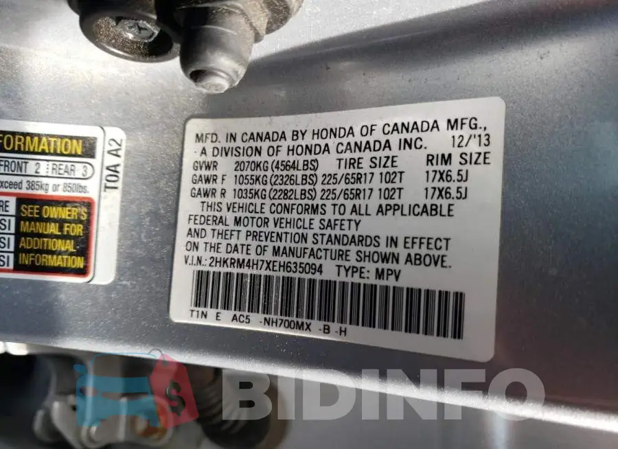 2HKRM4H7XEH635094 Photo# 13