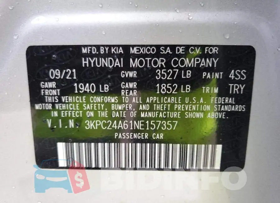 3KPC24A61NE157357 Photo# 12