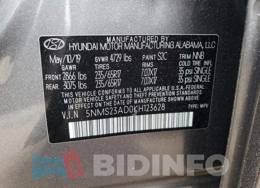 5NMS23AD0KH123628 Photo# 13