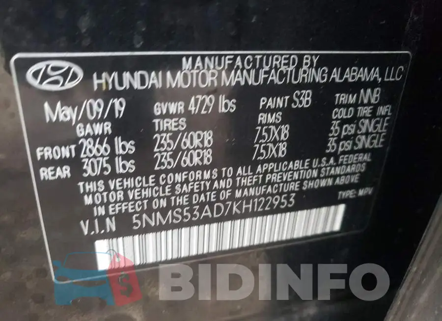 5NMS53AD7KH122953 Photo# 14