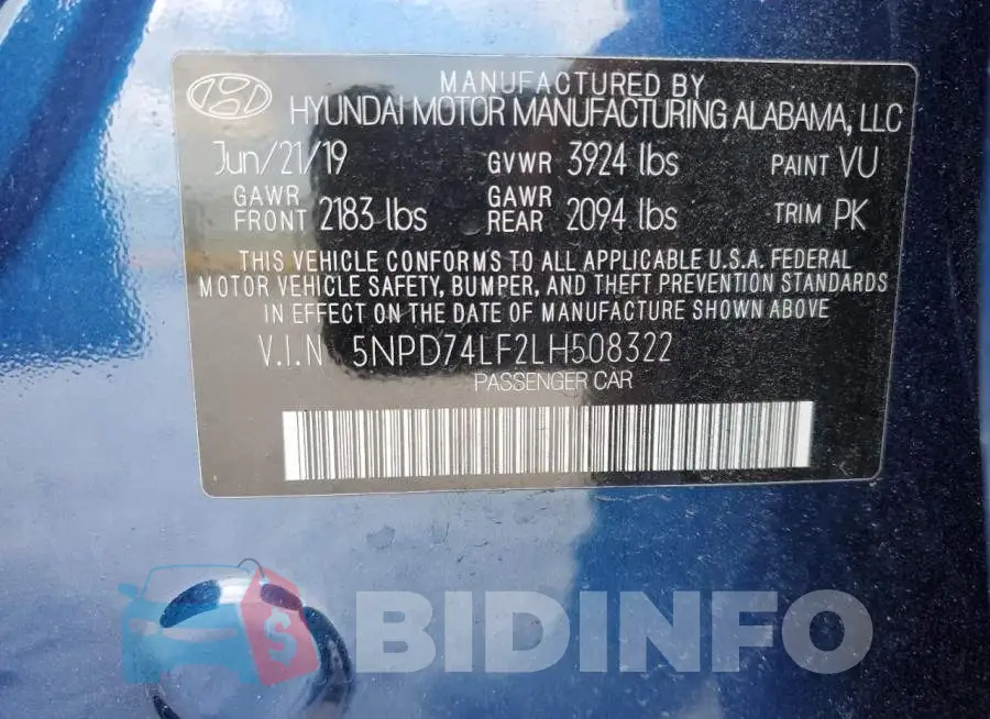 5NPD74LF2LH508322 Photo# 12