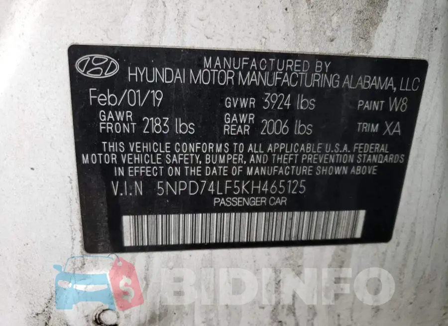 5NPD74LF5KH465125 Photo# 12