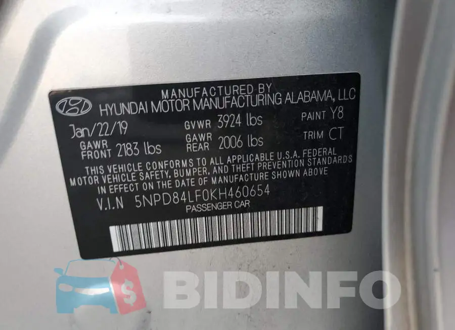 5NPD84LF0KH460654 Photo# 12