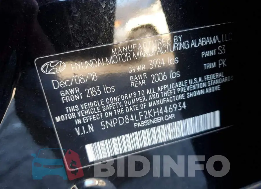 5NPD84LF2KH446934 Photo# 12