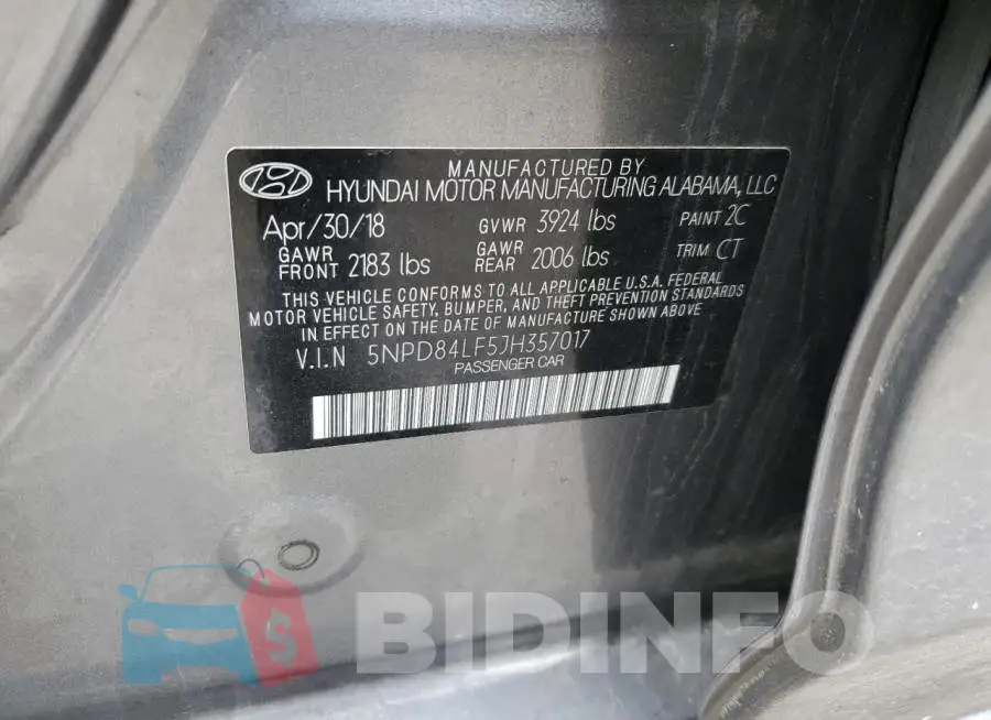 5NPD84LF5JH357017 Photo# 13