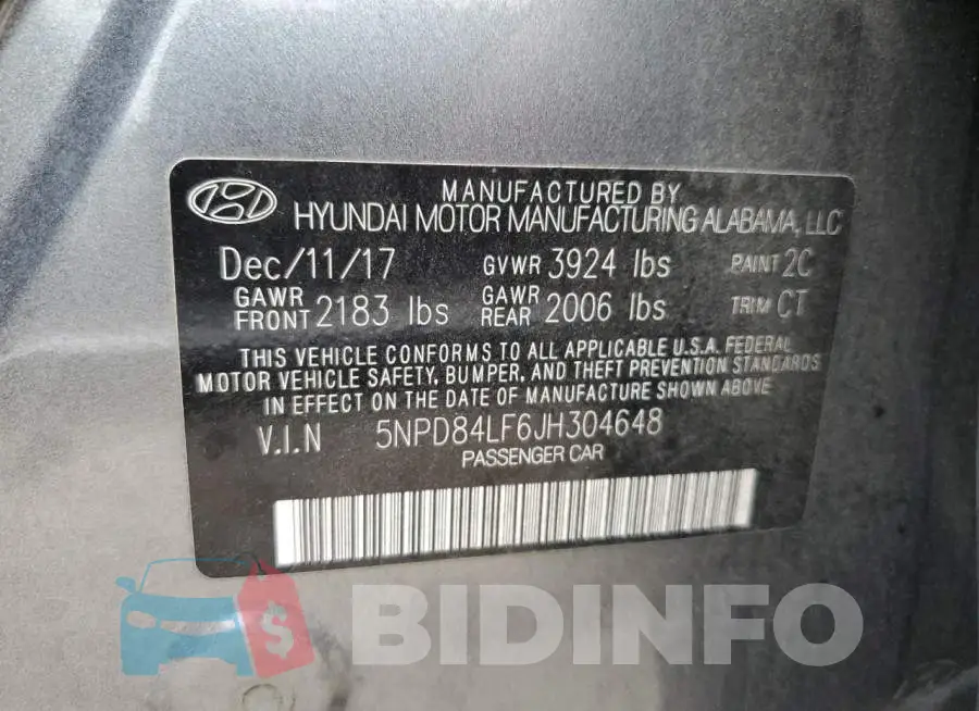 5NPD84LF6JH304648 Photo# 12