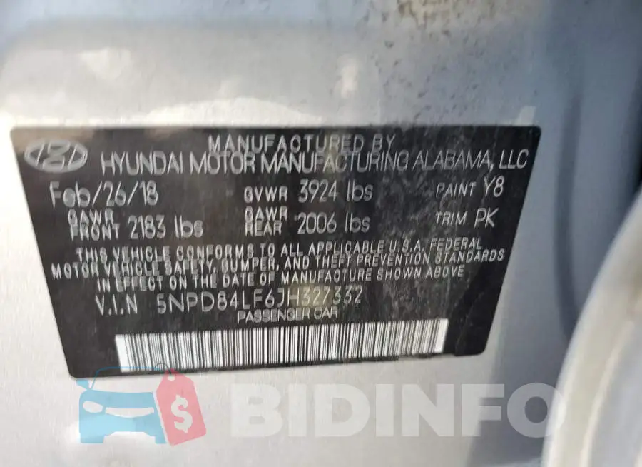 5NPD84LF6JH327332 Photo# 12