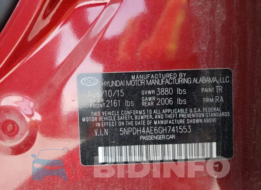 5NPDH4AE6GH741553 Photo# 13