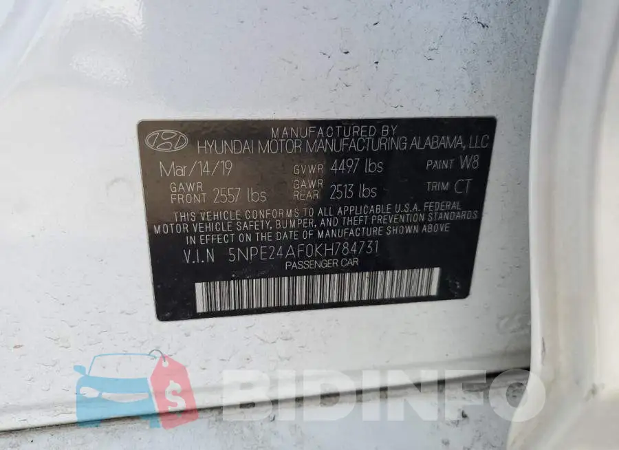 5NPE24AF0KH784731 Photo# 12