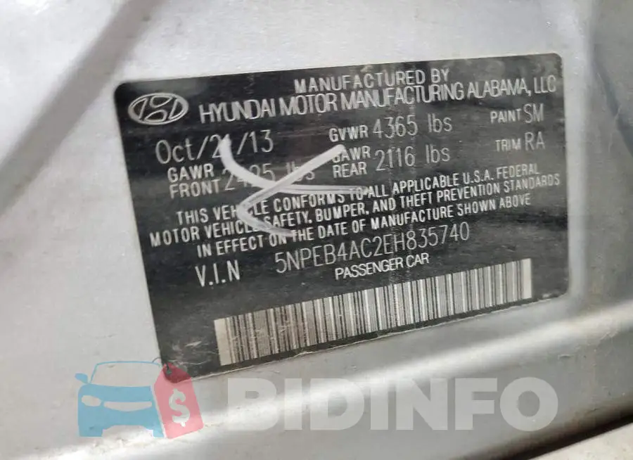 5NPEB4AC2EH835740 Photo# 10