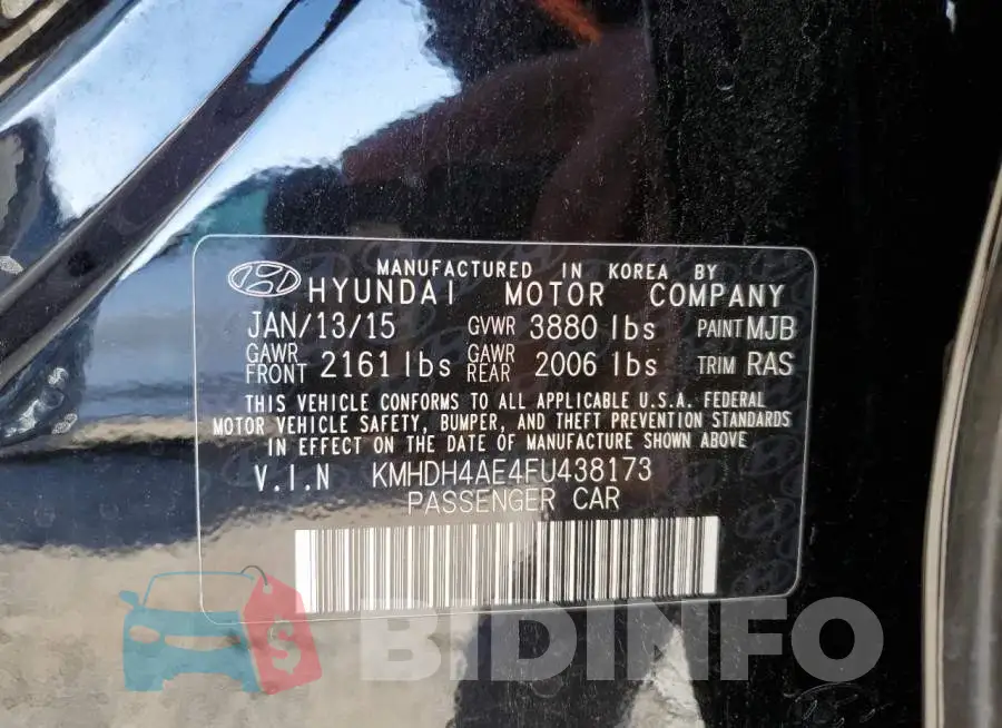 KMHDH4AE4FU438173 Photo# 12