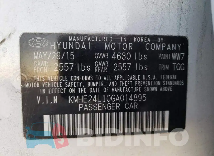 KMHE24L10GA014895 Photo# 13